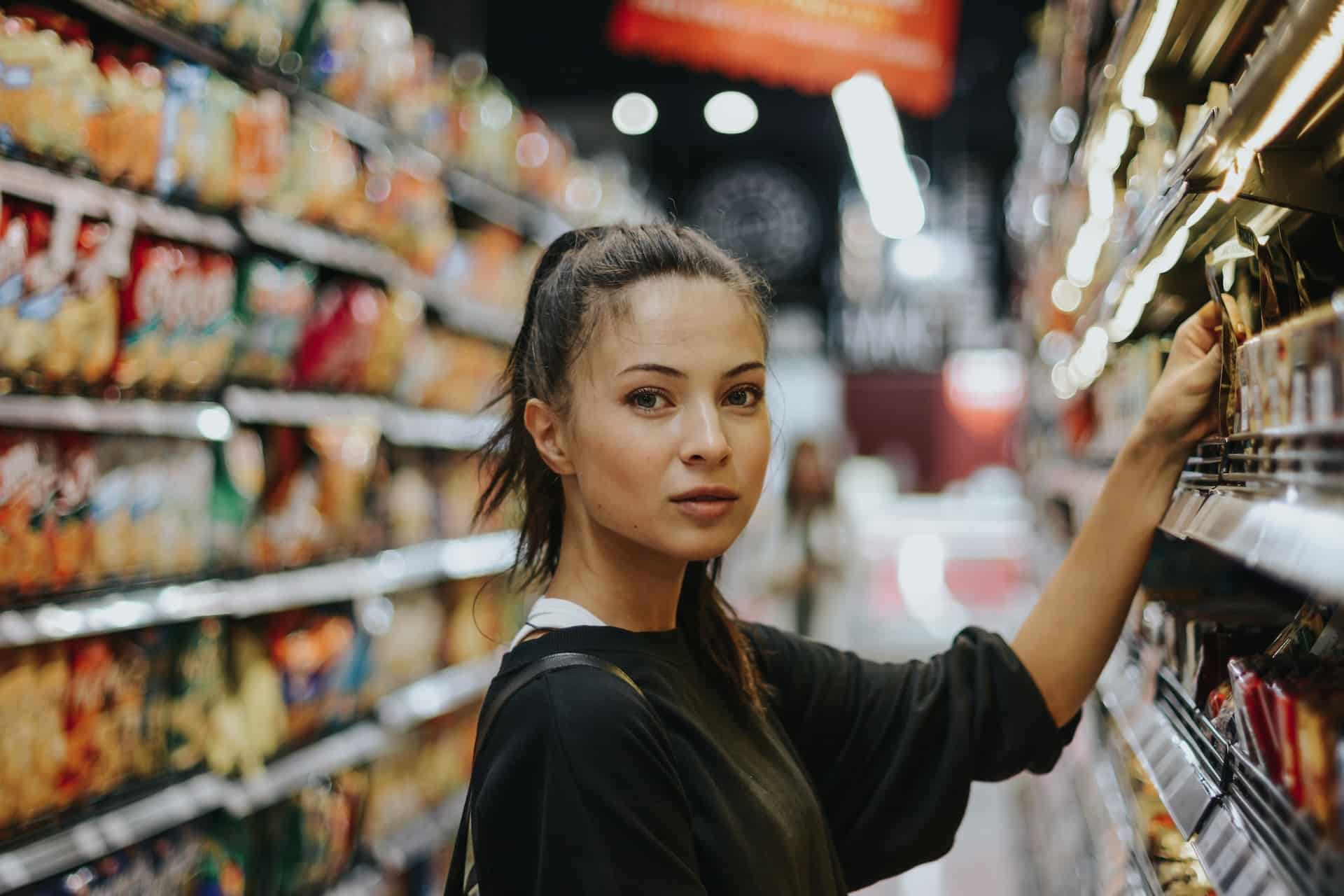 consumer shopping for groceries