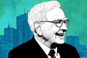Graphic of Warren Buffet, used on blog about lessons on making a great podcast.
